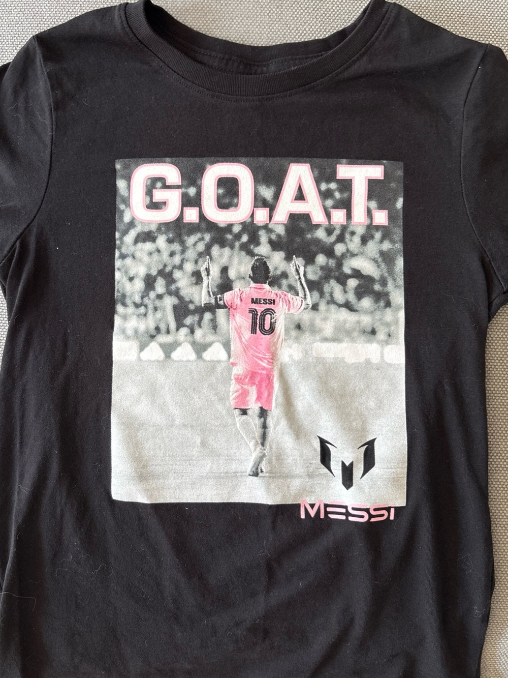 Kids' Black Short-Sleeve G.O.A.T. Graphic Tee by Messi